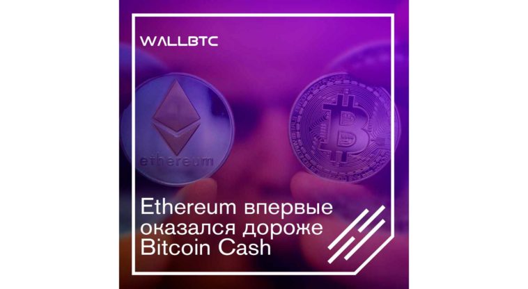 Ethereum впервые оказался дороже Bitcoin Cash